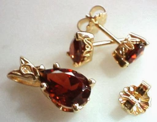 Garnet Earrings & Pendant